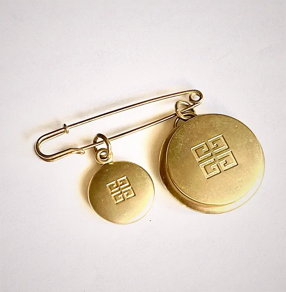 Givenchy Logo Organza Jewel Solid Perfume Pin Brooch