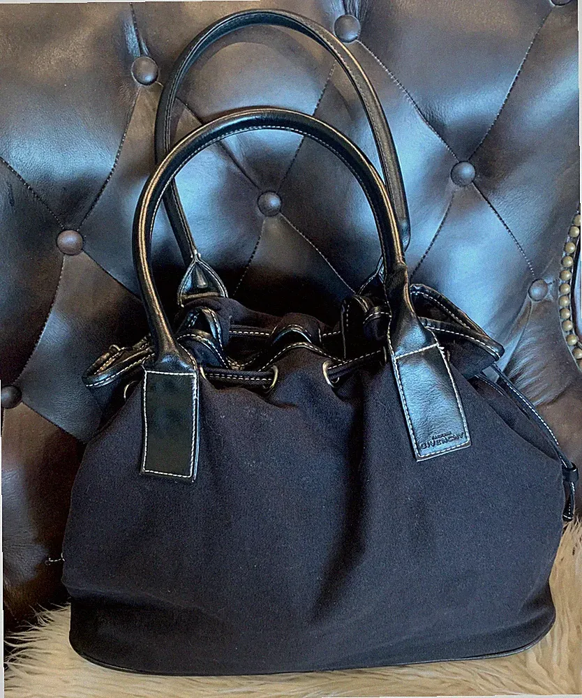 Givenchy Perfume Large Tote Hand Bag Black Cotton Drawstring Closure