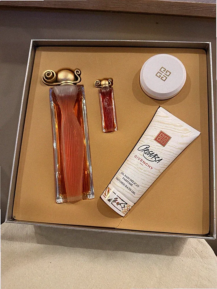 Organza By Givenchy 4 Pc Gift Set 3.3 Oz Lg Perfume Gel Lotion Body Veil Vintage